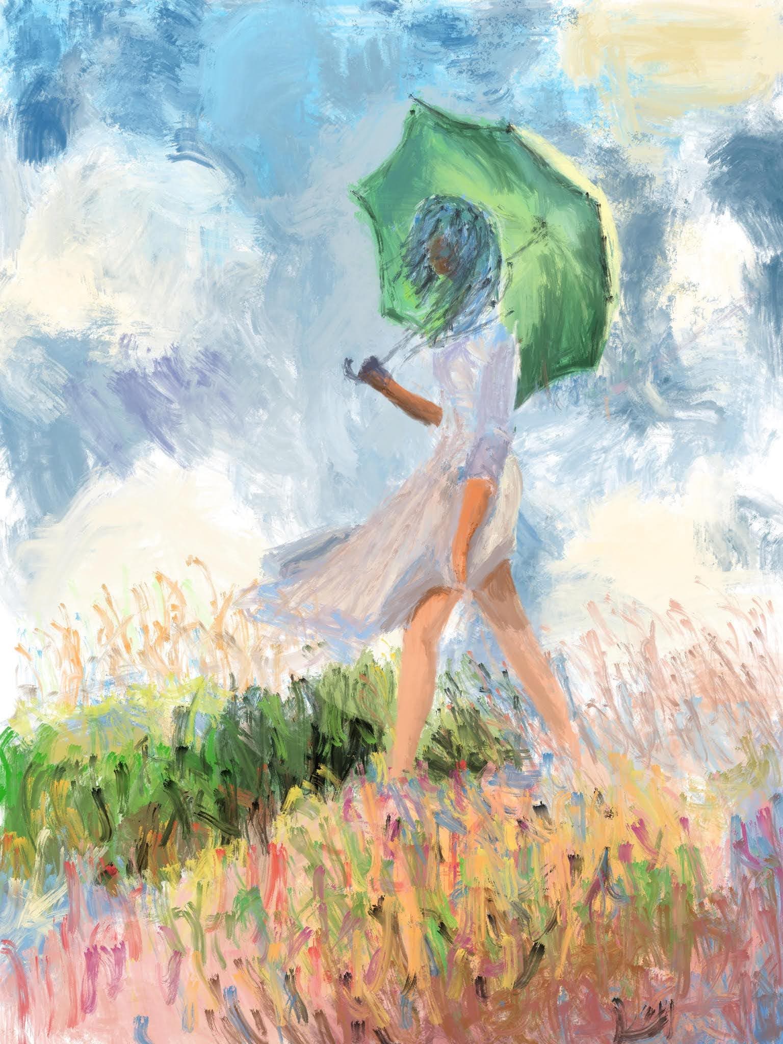 Reproduction of Claude Monet's Woman with a Parasol