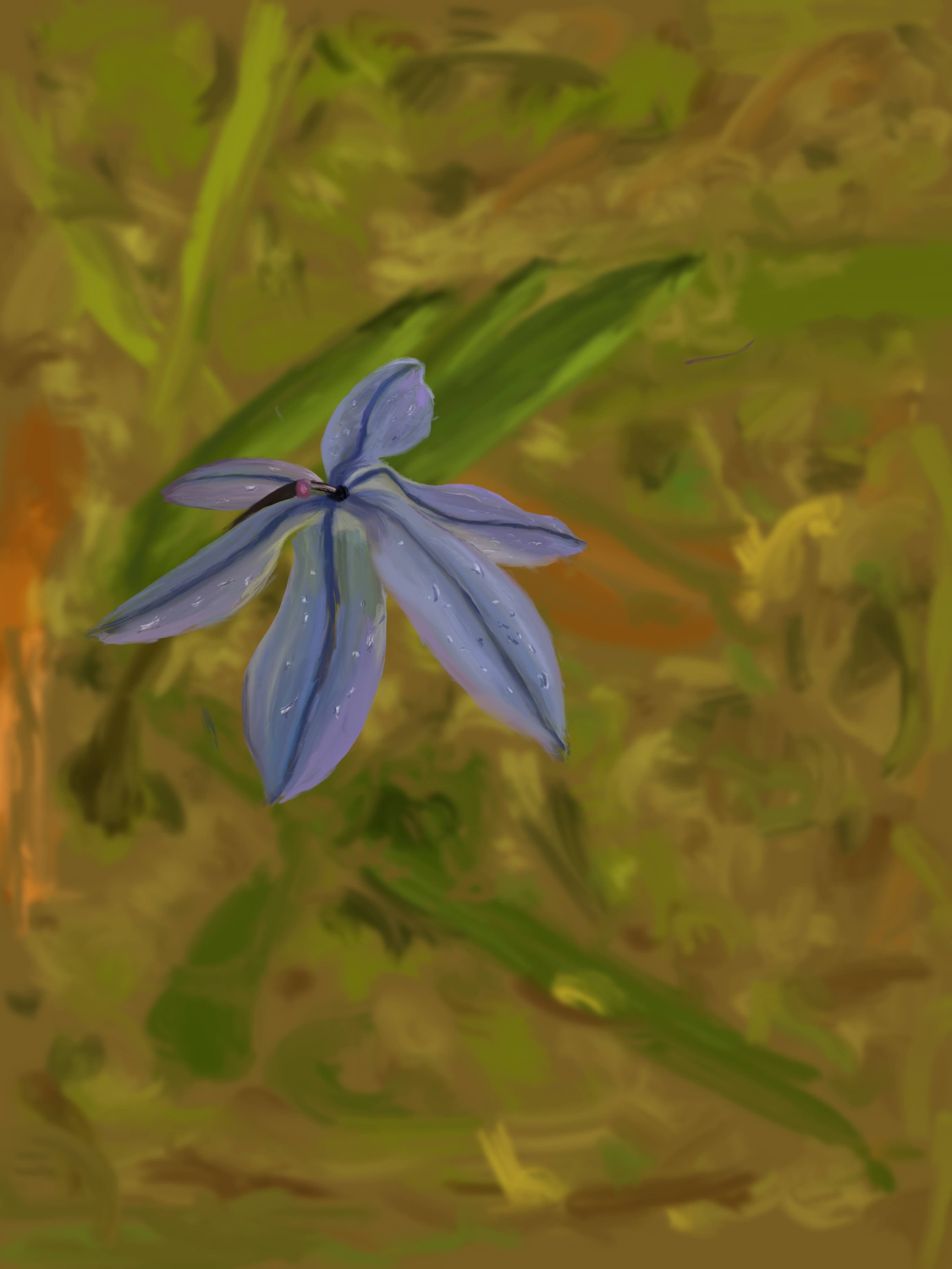 Reproduction of a photo of a blue flower